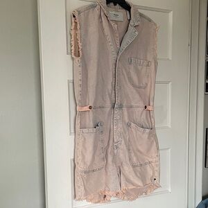 One Teaspoon pink denim romper S